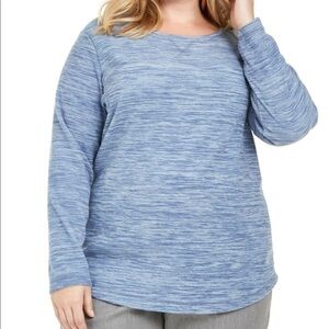 NWT Karen Scott Blue Fleece Lounge Pullover
